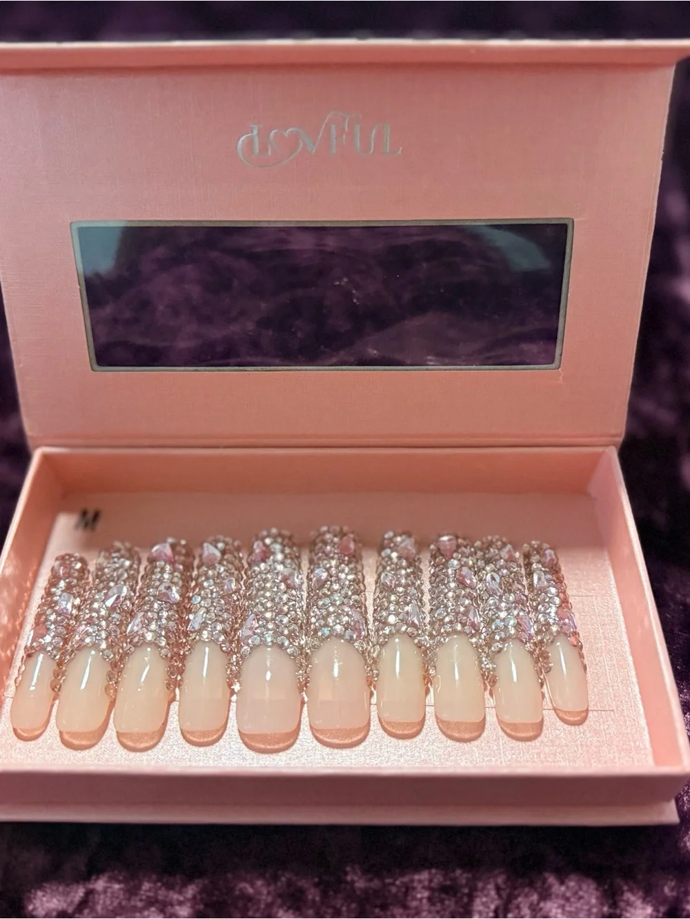 Crystal Rhinestone Press-On Nails - Pink Sparkle